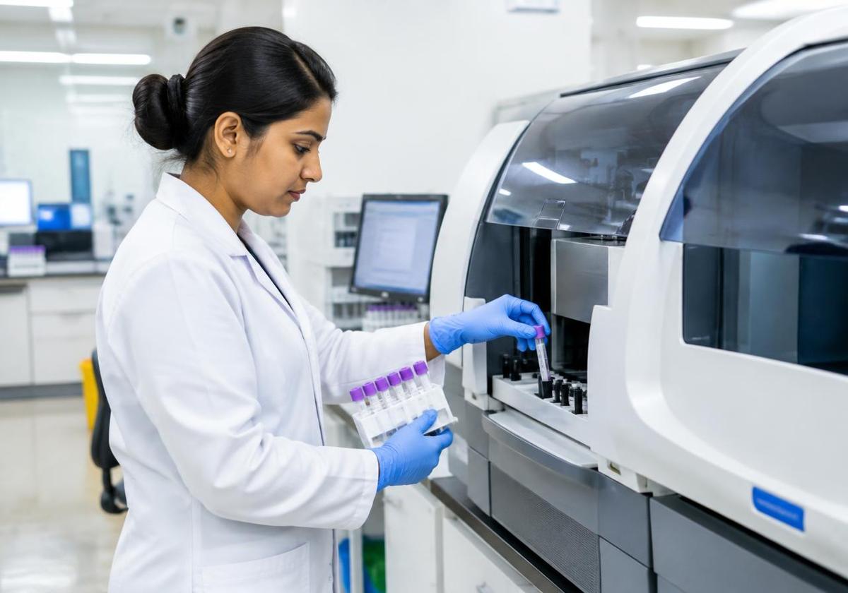 Laboratory technician processing samples